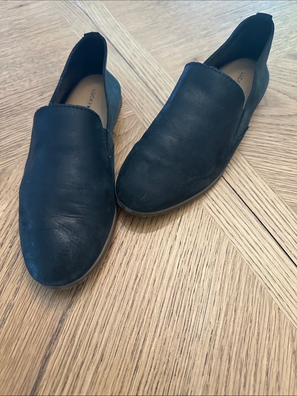 Lucky Brand Black Slip-On Leather Loafers for Men